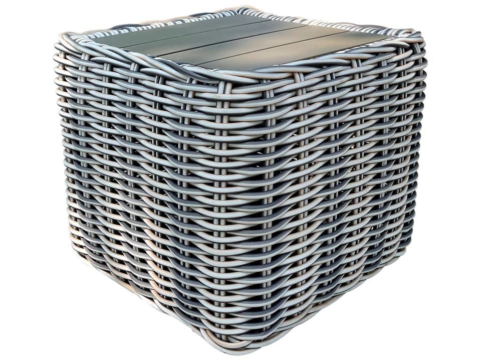 Hawaii Wicker Outdoor End Table with Aluminum Frame
