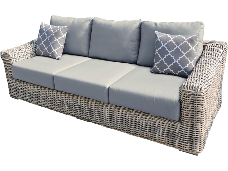 Hawaii Aluminum Frame Resin Wicker Sofa with Light Beige Olefin Cushions