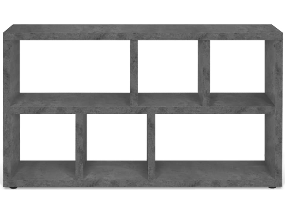 Berlin Rectangular Concrete Look Console Table with 6 Open Storage Niches