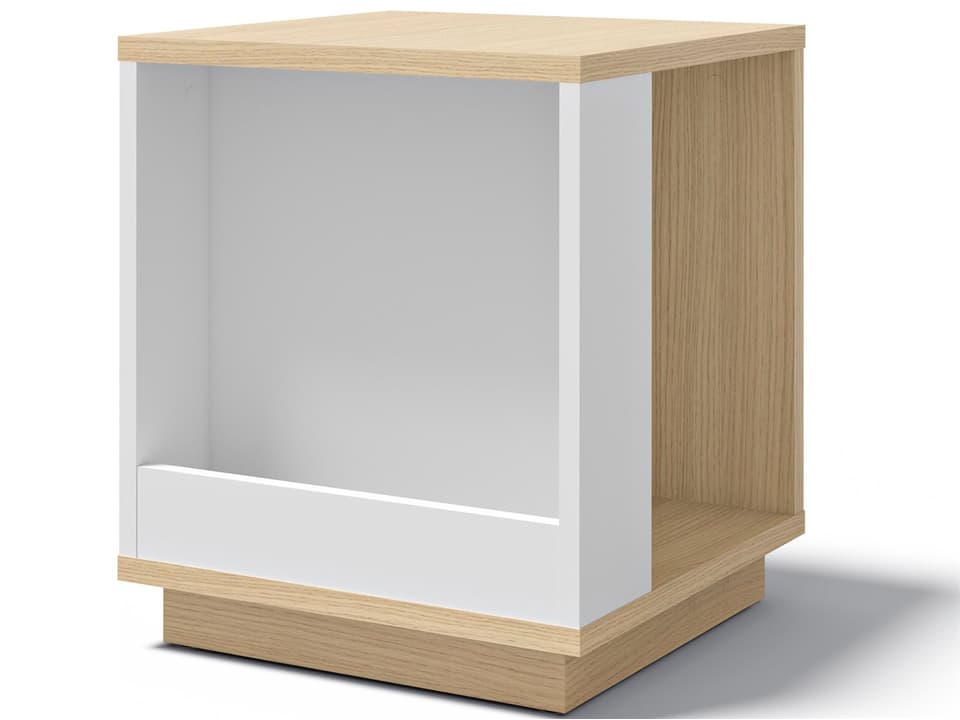 Ella Square End Table in Light Oak and Pure White Melamine by Ins Viana