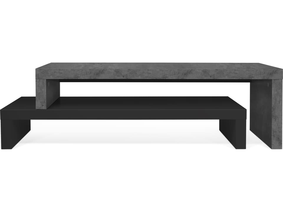 Cliff Adjustable Media Console in Concrete Look and Pure Black