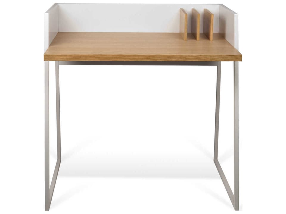 Volga Compact Desk in Oak and Pure White