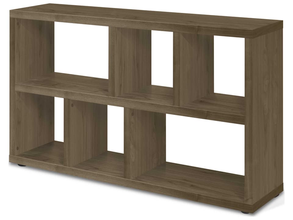 Gleam Oak Veneer Console Table in Black Lacquer Steel