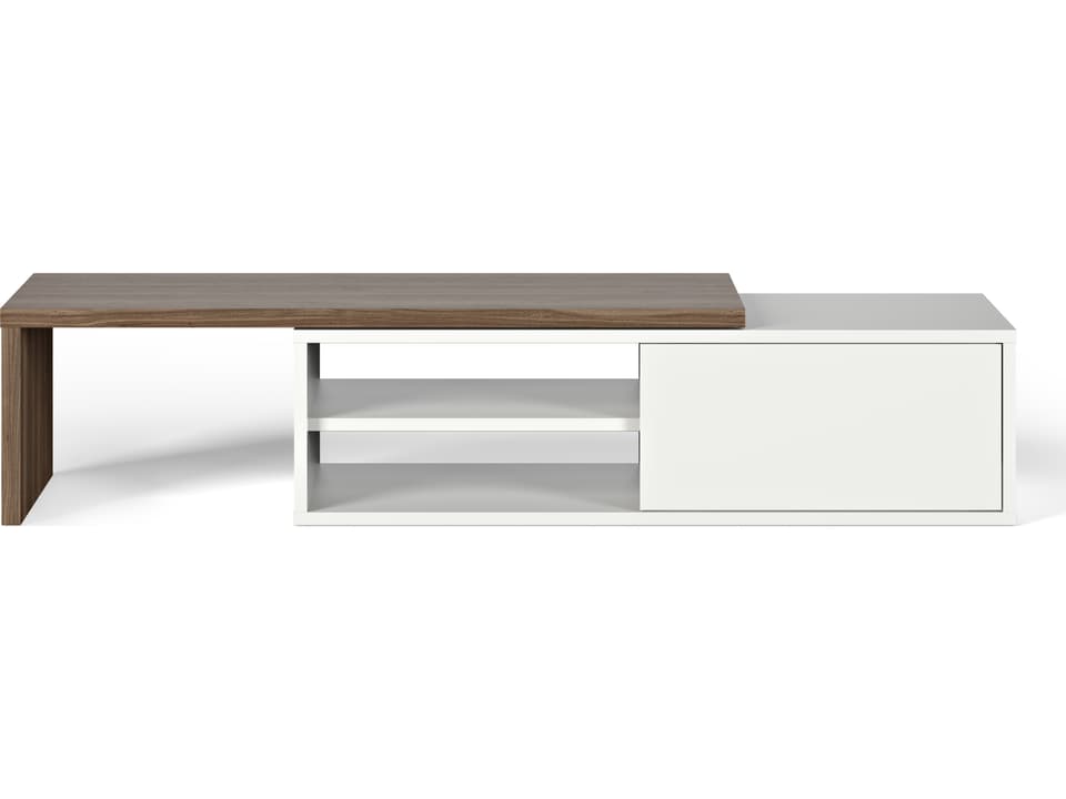 Move 43 Extendable Media Console in Walnut and Pure White by Rodolphe Castellani