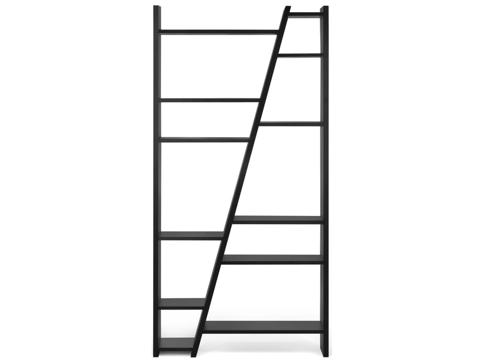 Delta Pure Black Bookcase with Open Shelves by Ines Martinho