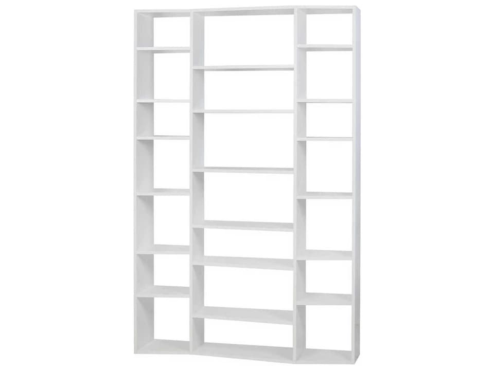 Valsa Pure White Bookcase with Wave Effect and Painted Chipboard Shelving