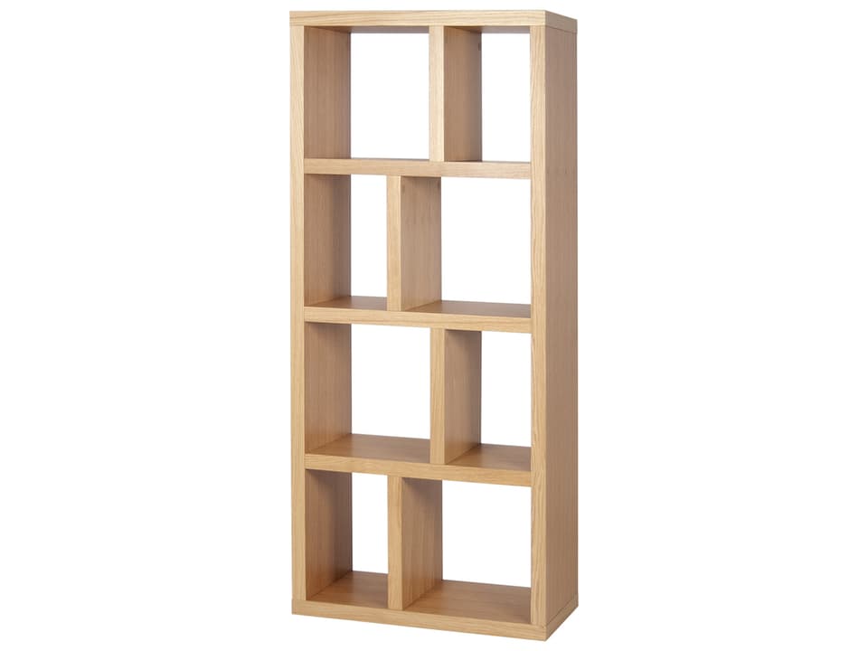 Berlin 4-Level Geometric Bookcase in Natural Oak Veneer