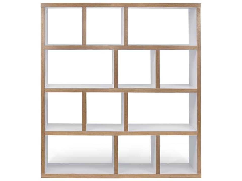 Berlin 4-Level Bookcase in Pure White and Faux Plywood