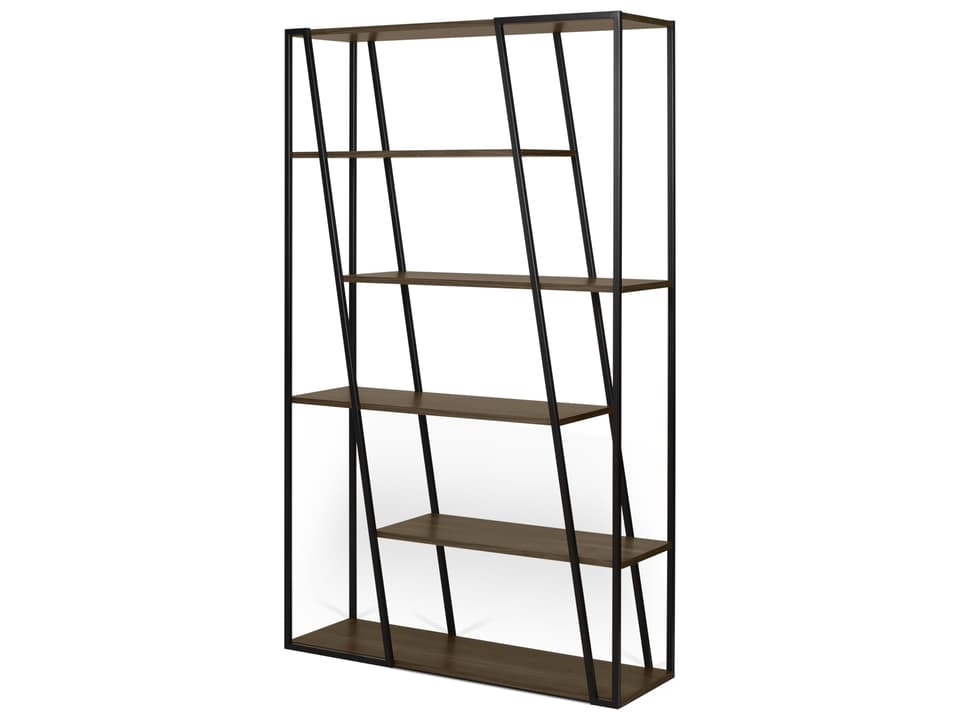 Albi Bookcase in Walnut Veneer and Black Steel