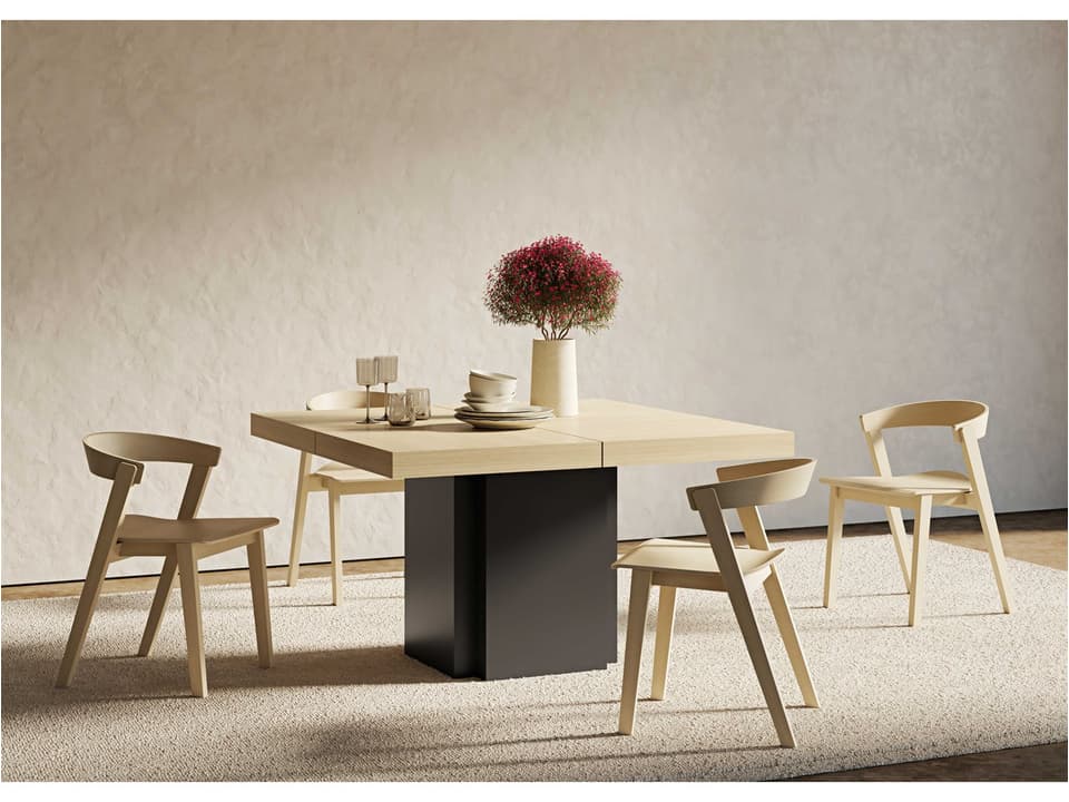 Dusk 51-Inch Square Dining Table in Light Oak and Pure Black