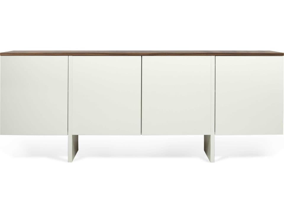 Edge 79-Inch Pure White Walnut Sideboard Modern Storage Cabinet