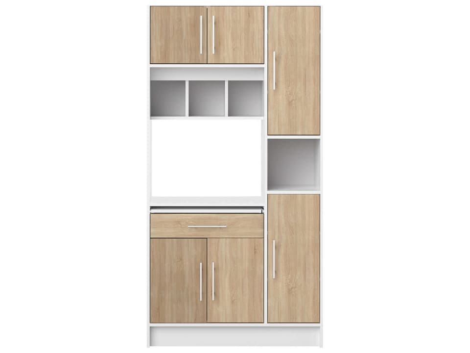Louise Kitchen Pantry in Melamine White and Natural Oak