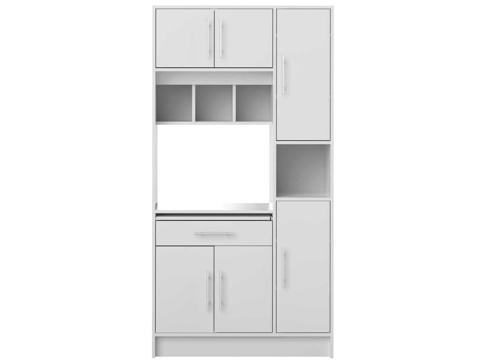 Louise White Melamine Kitchen Pantry Storage Cabinet with Microwave Compartment