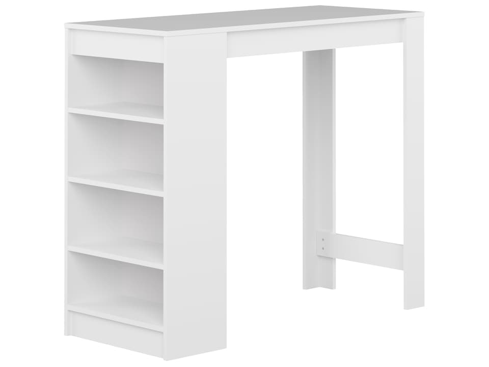 Aravis Rectangular Bar Table in Matte White with Integrated Storage