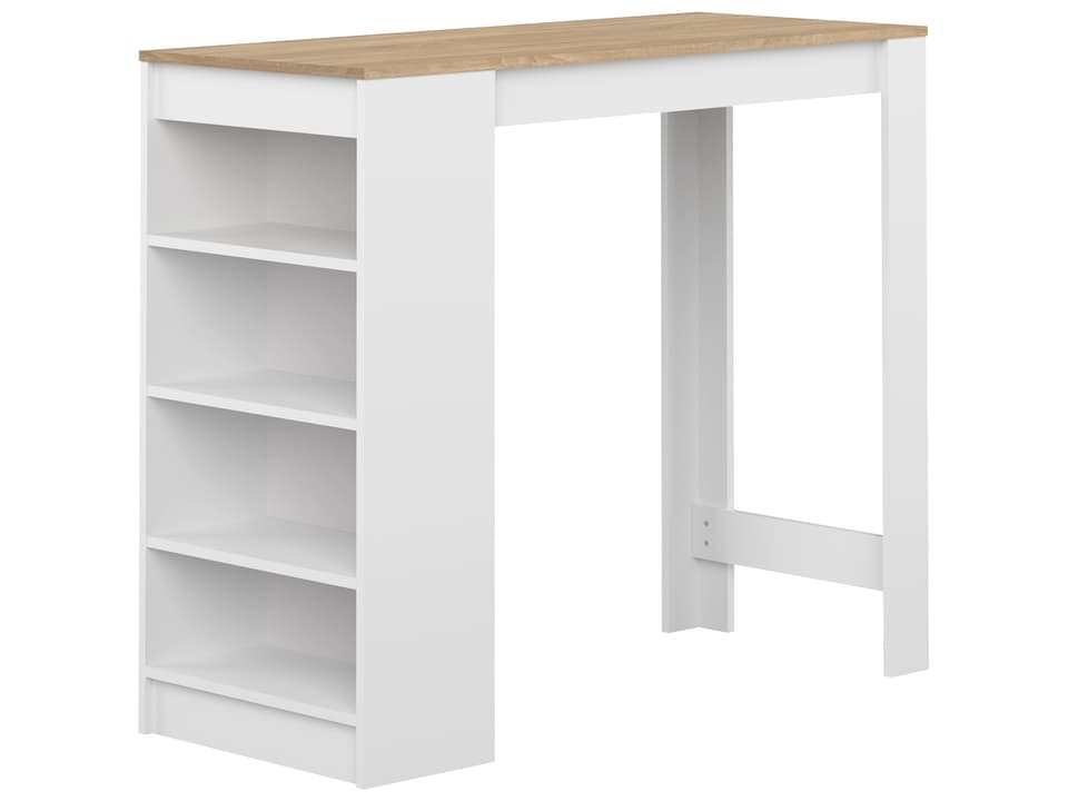 Aravis Rectangular Dining Bar Table in White and Oak Melamine Chipboard
