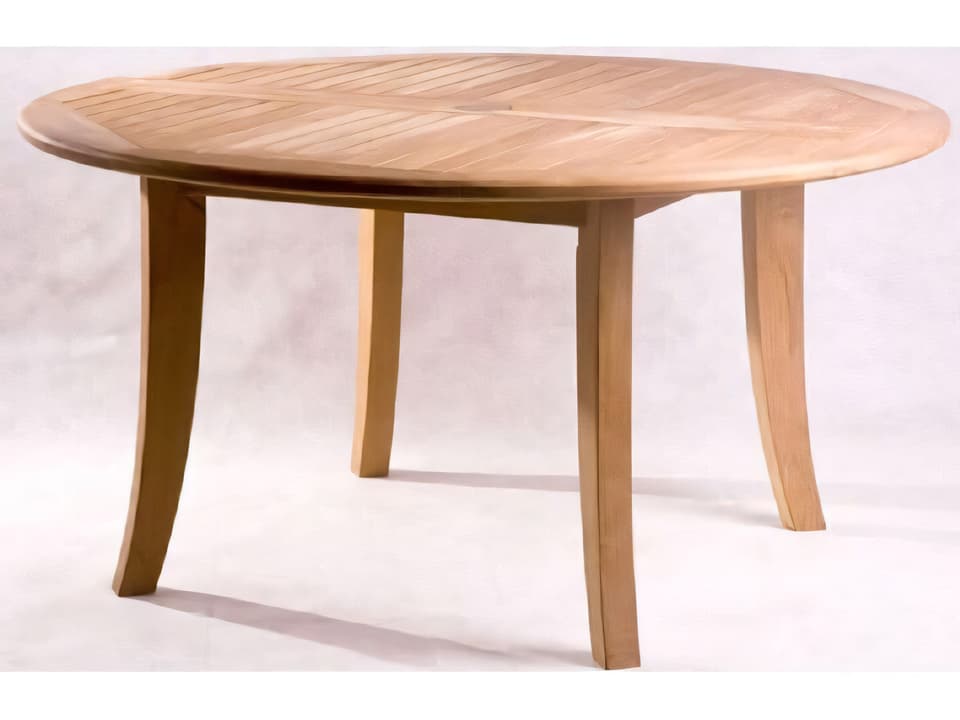 52-Inch Round Teak Outdoor Dining Table with Umbrella Hole