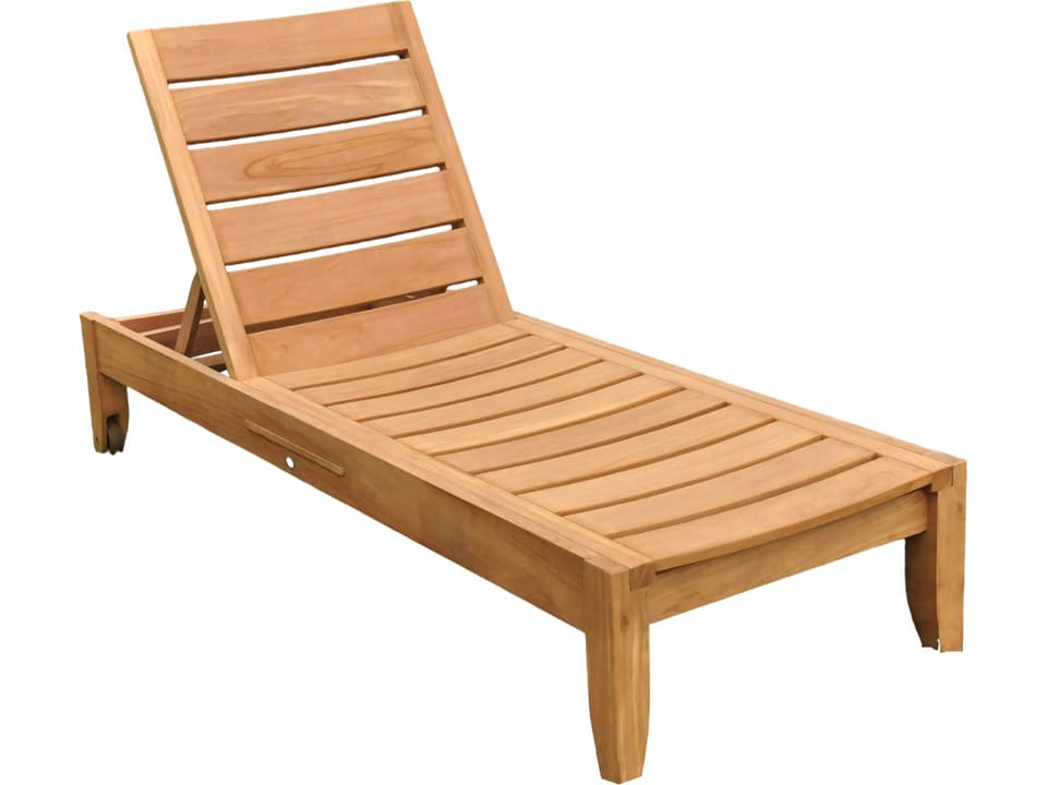 Atnas Teak Multi Position Chaise Lounger Steamer with Pull-Out Tray