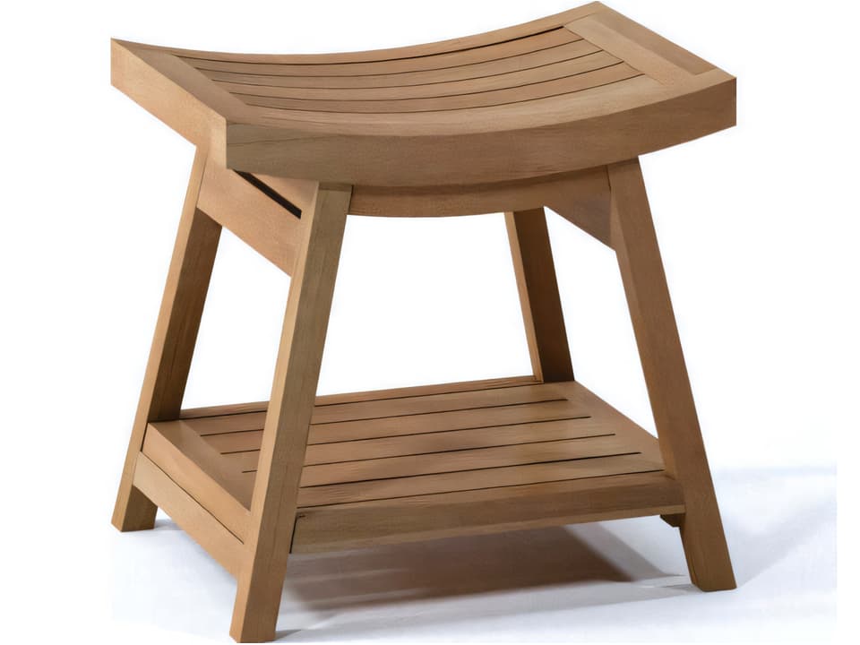 Barcelona Teak Shower Bench with Shelf Small