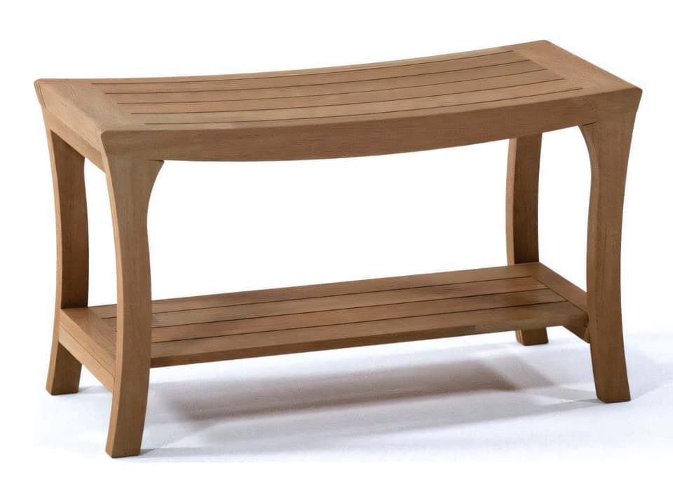 Brisbane Large Teak Shower Bench with Shelf