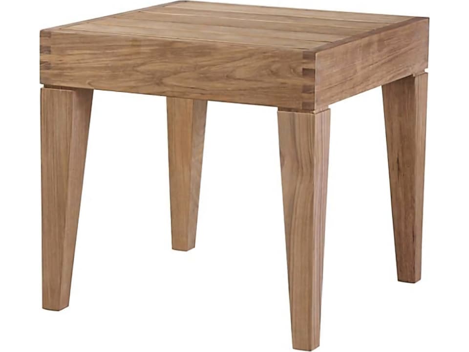 Caranas 22 Inch Square Teak Side Table Stool in Natural