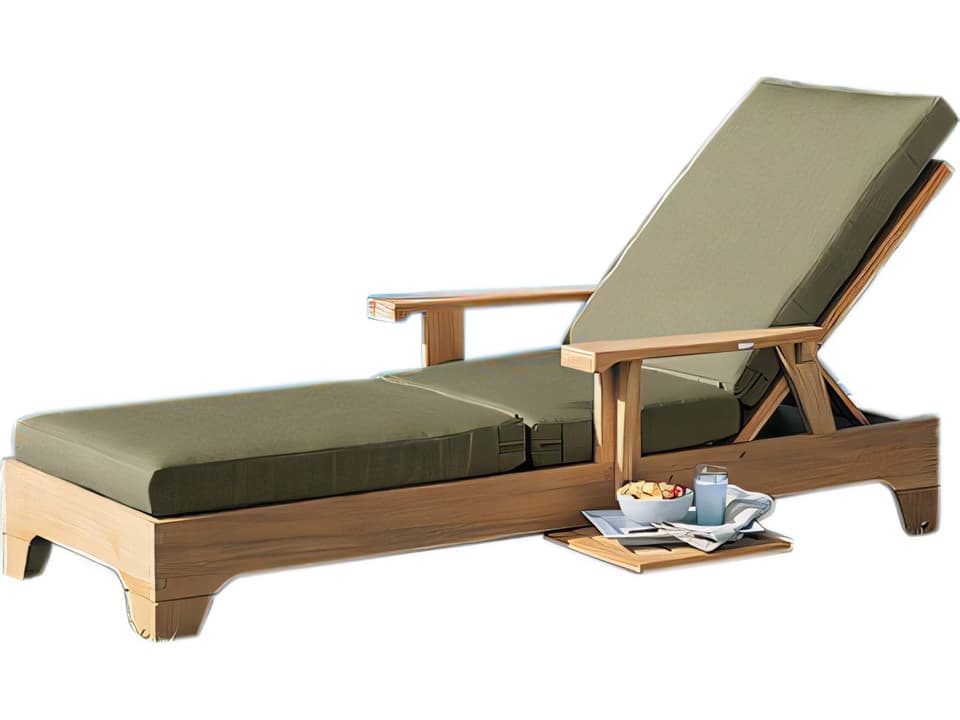 Caranas Multi Position Teak Chaise Lounger with Tray