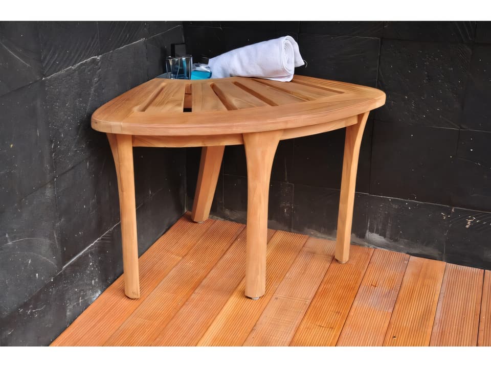 19 Inch Teak Corner Stool Shower Bench