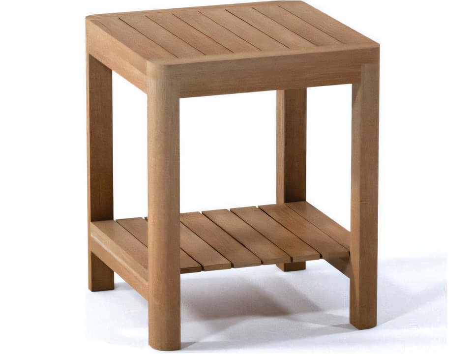 Dublin Small Teak Shower Bench with Shelf in Natural
