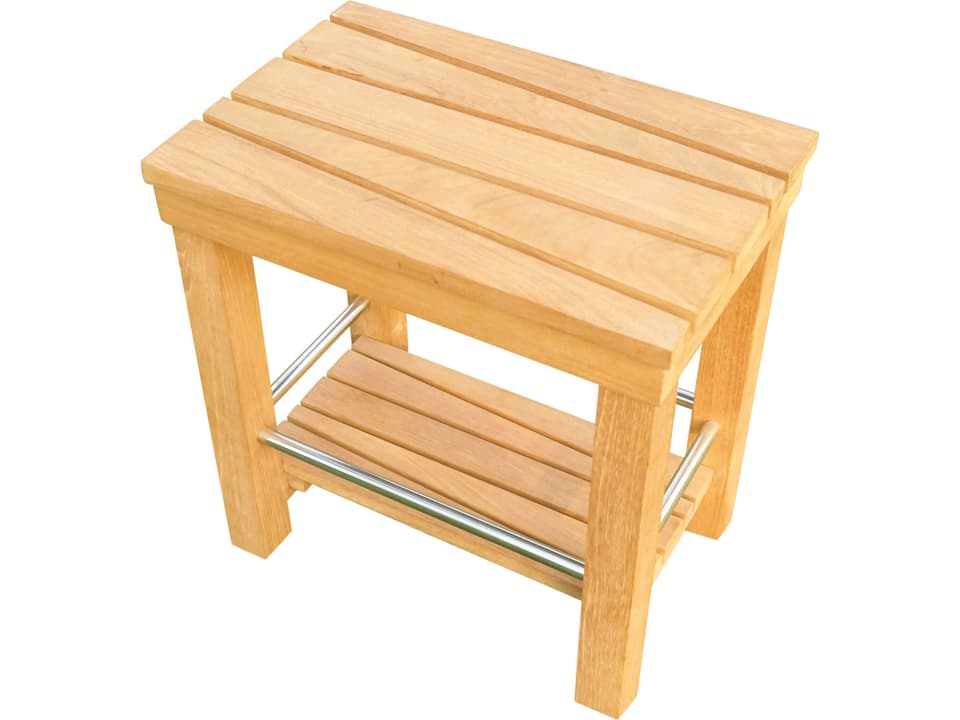 Fremantle Small Teak Shower Bench with Shelf