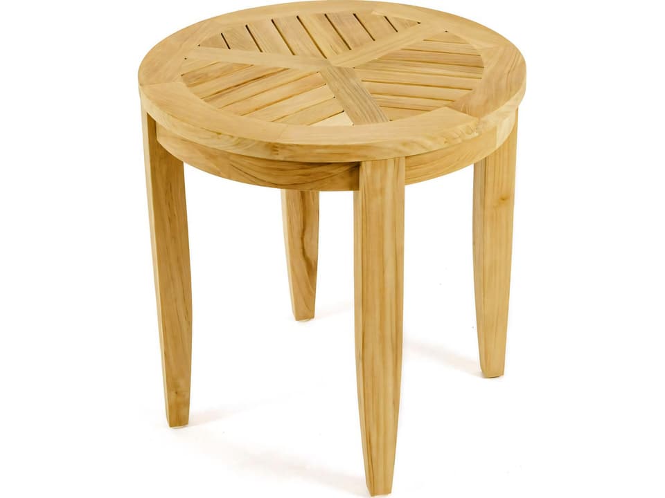 Lagos Round Side Table in Natural Teak