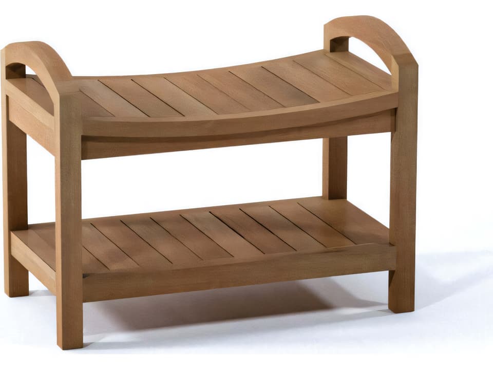 Madrid 24-Inch Teak Shower Bench with Shelf in Natural
