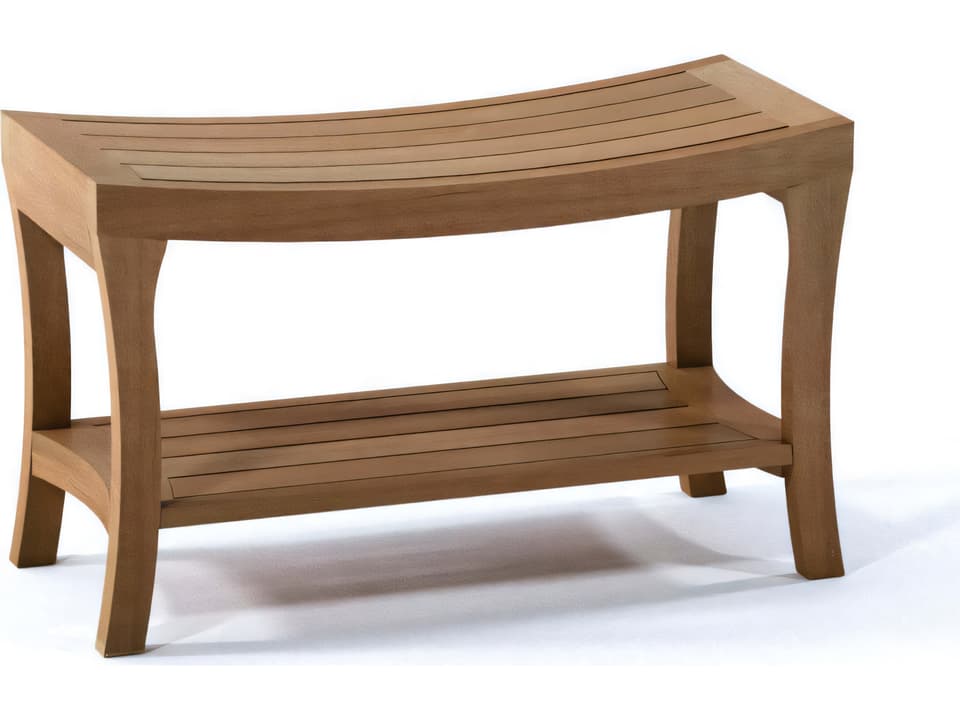 Melbourne Teak Shower Bench with Shelf in Natural