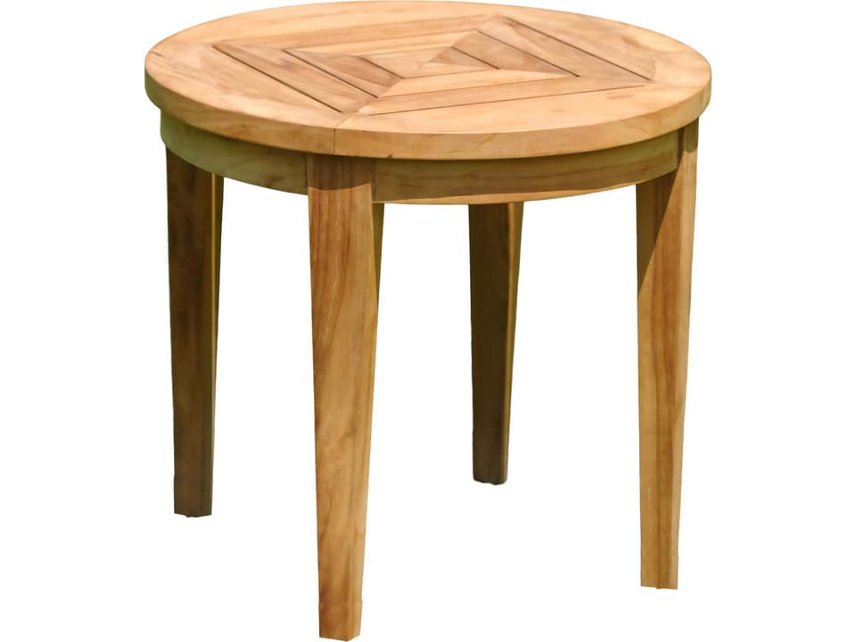 Noida 23.5 Inch Round Teak Side Table in Natural