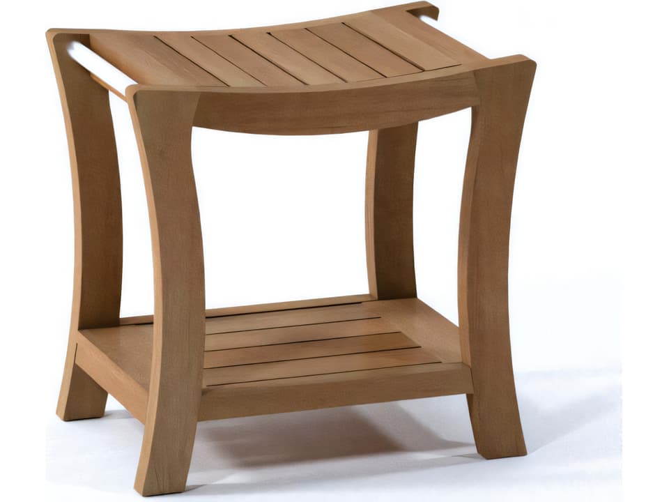 Paris Small Teak Shower Bench with Shelf