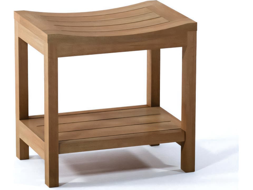 Praha Teak Shower Bench with Shelf