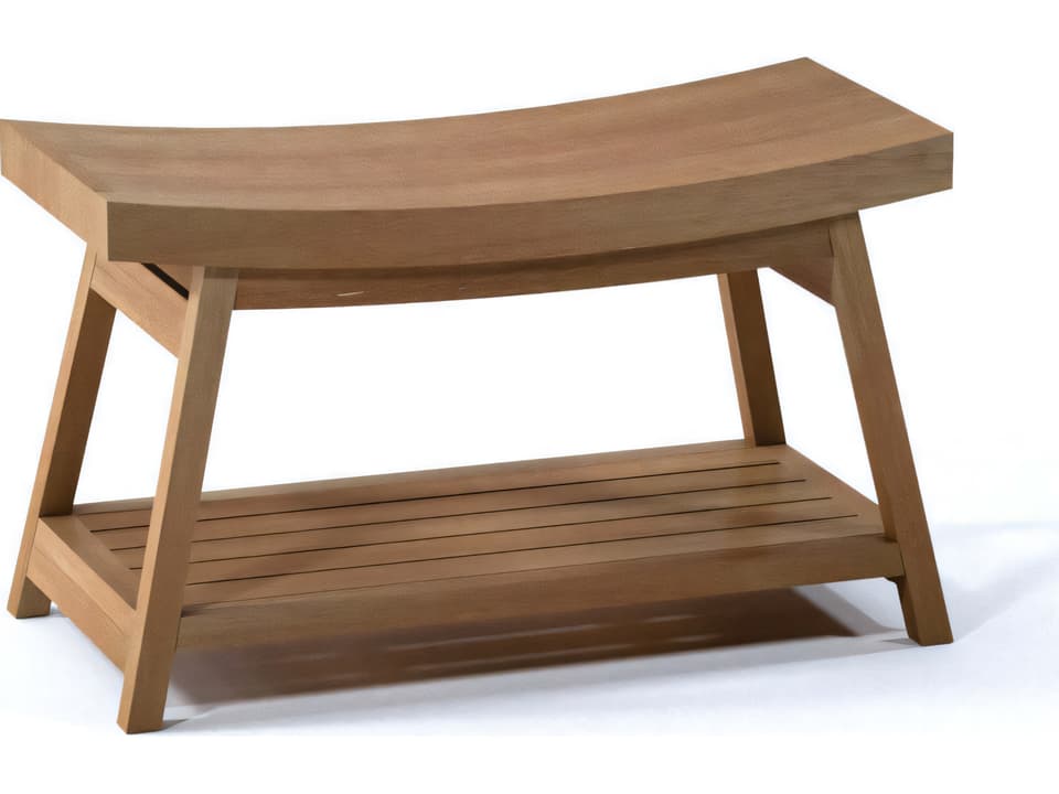 Roma 30-Inch Teak Shower Bench with Shelf