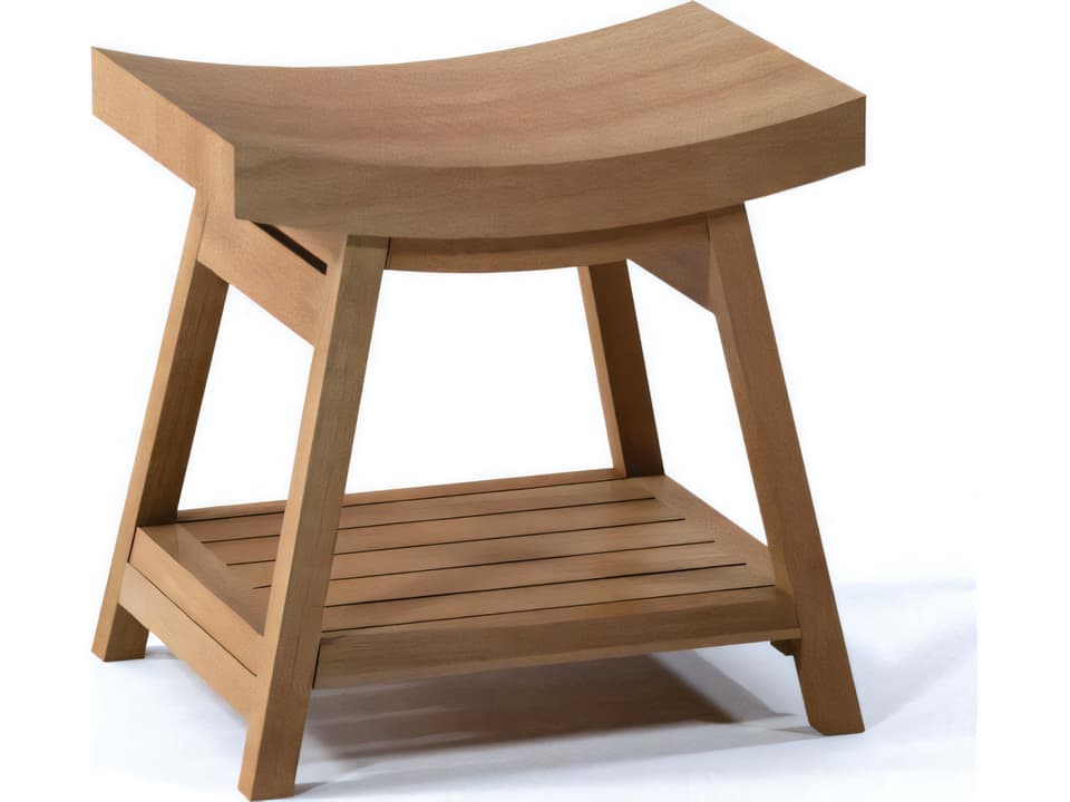 Roma 24-Inch Teak Shower Bench with Shelf in Natural