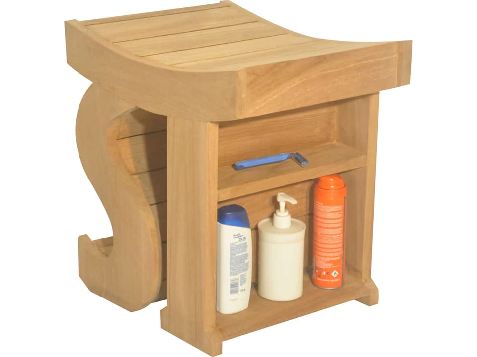 Sparta Teak Bench with Side Shelf