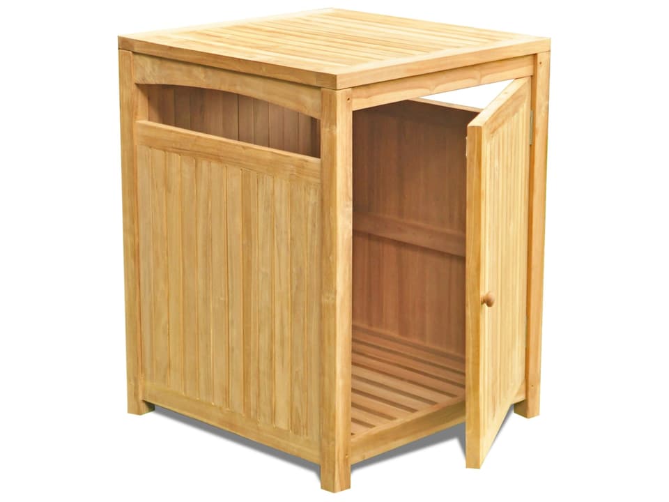 Teak Waste Receptacle with Ashtray