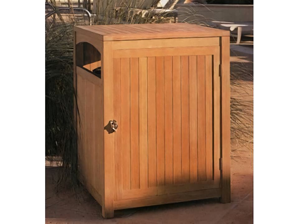 Teak Outdoor Waste Receptacle with Ashtray