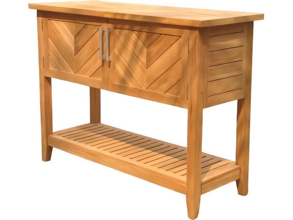 Ventura 49-Inch Teak Console Table with Beverage Tub in Natural
