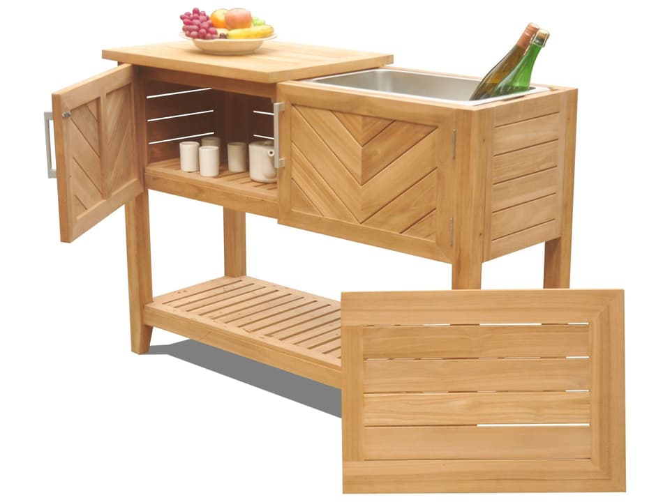Ventura Teak Console Table with Beverage Tub