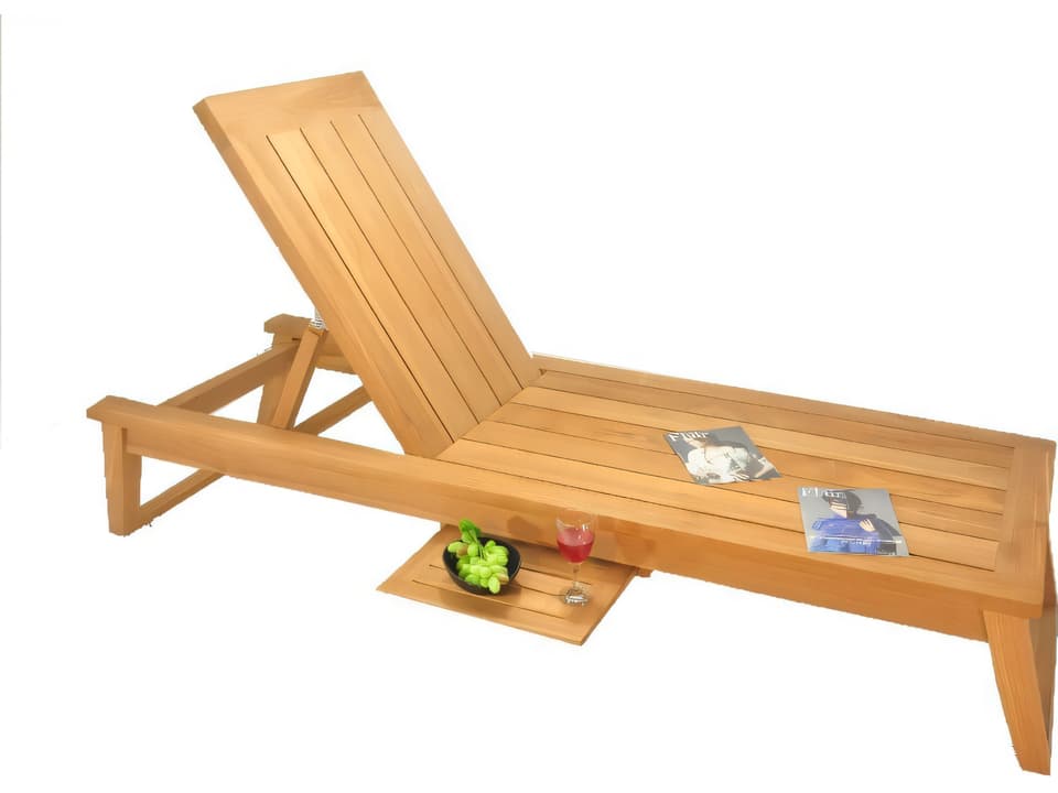 Veranda Teak Multi-Position Steamer Chaise Lounger with Tray