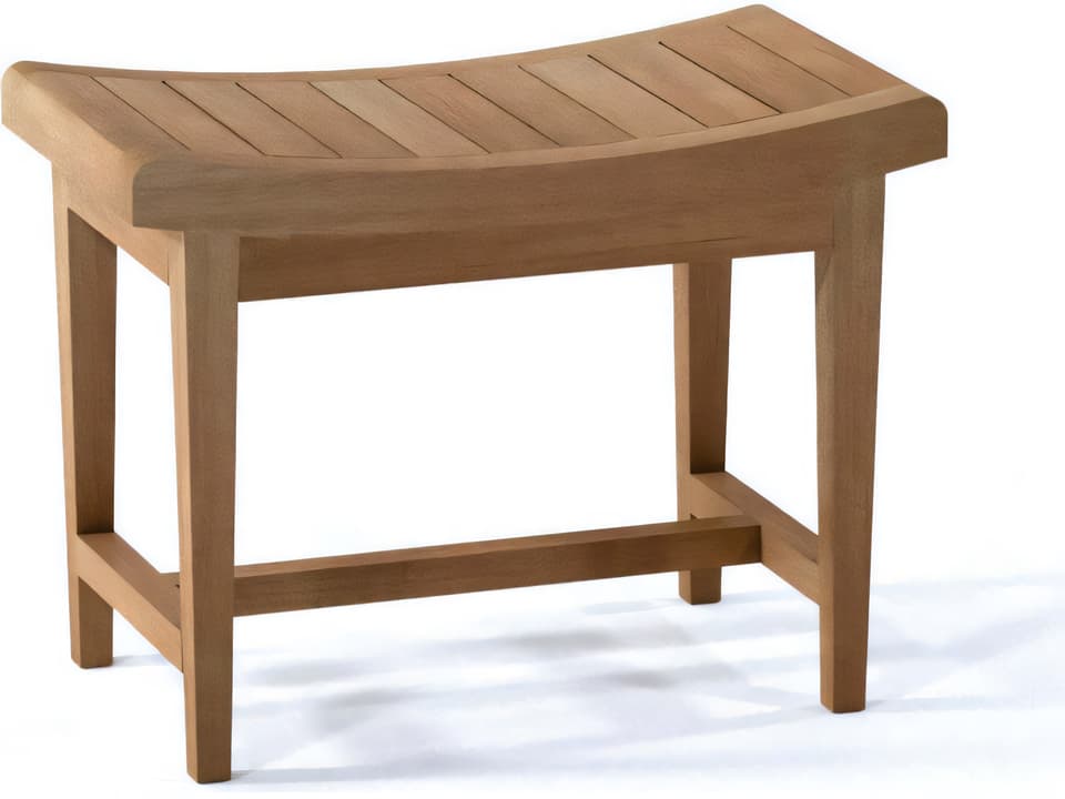 Wina 24-Inch Teak Shower Bench with Shelf in Natural