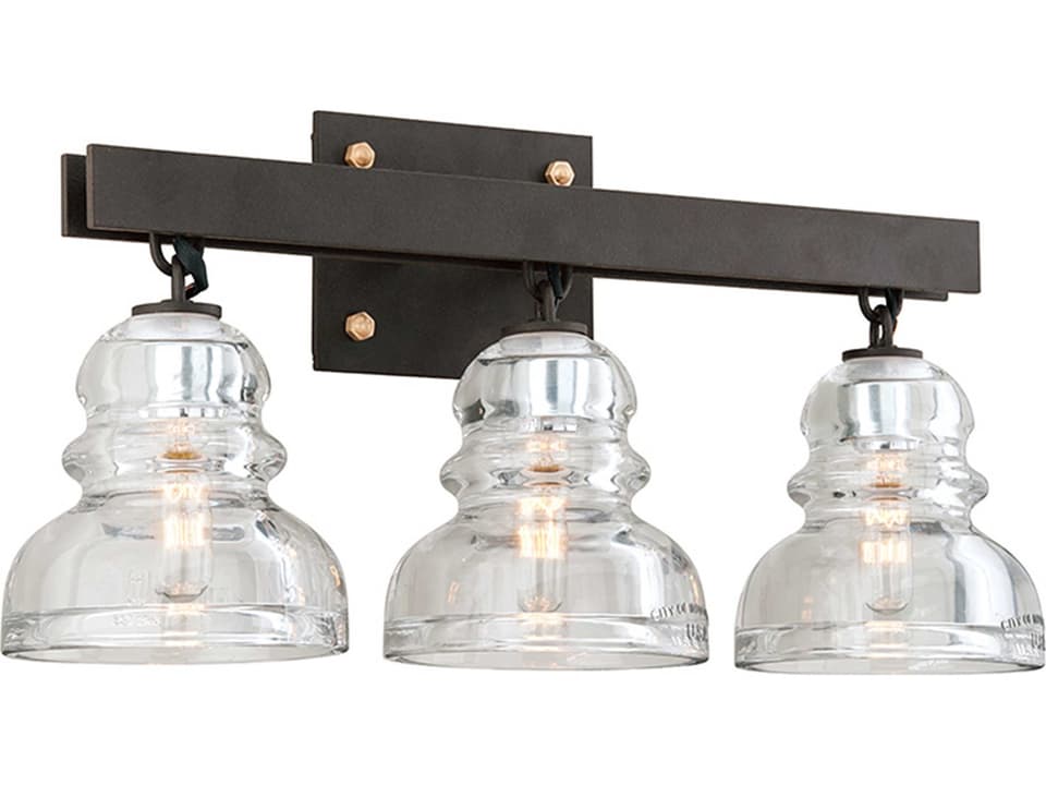 Menlo Park 3-Light Deep Bronze Bath Vanity Wall Light with Clear Glass Shades