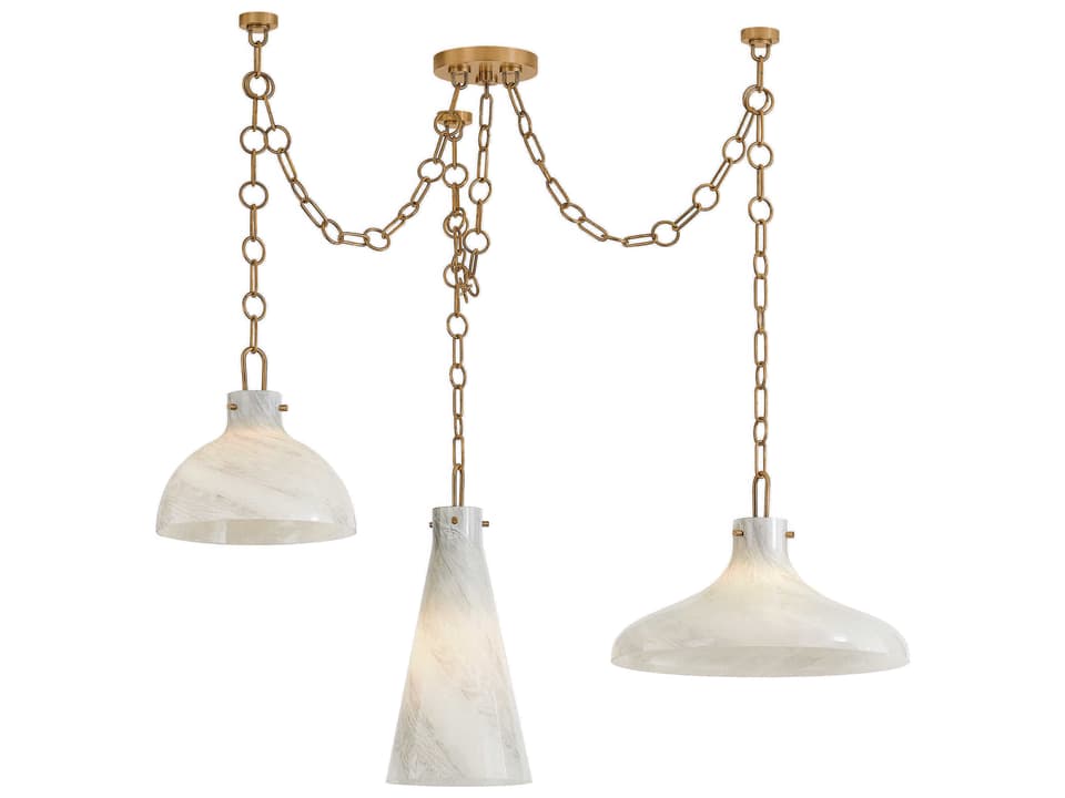 3-Light Joaquin Chandelier in Patina Brass with Luna Glass