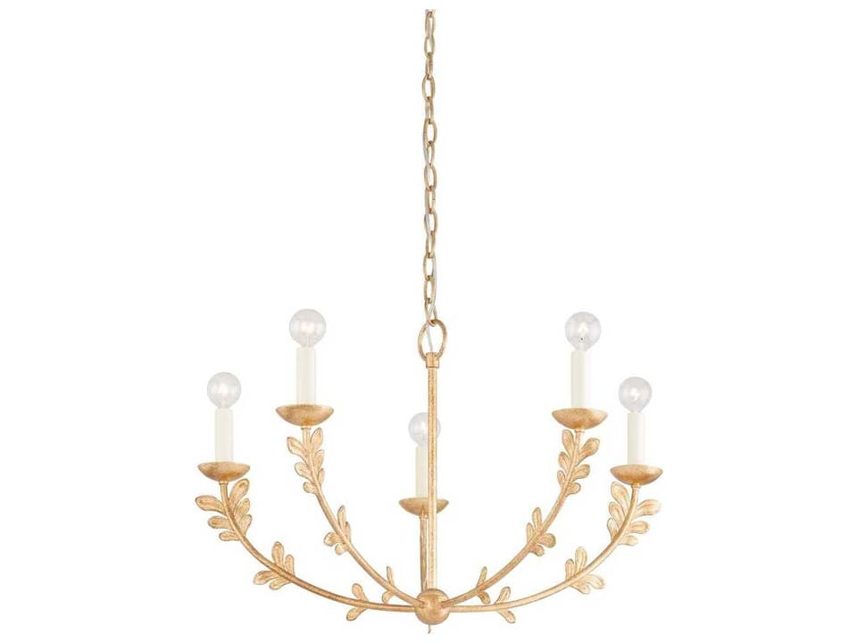 Florian 5-Light Chandelier with Vintage Gold Leaf Finish