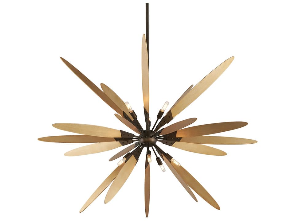 10-Light Dragonfly Chandelier in Dragonfly Bronze and Satin Leaf
