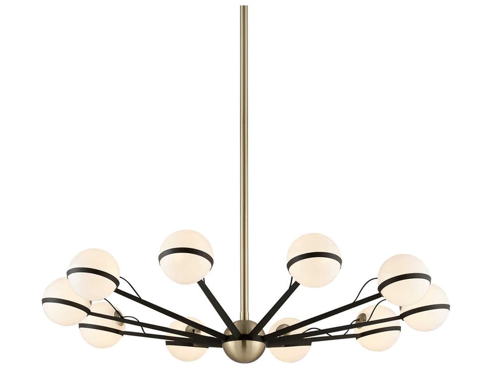 Ace 10-Light Chandelier in Textured Bronze and Brushed Brass