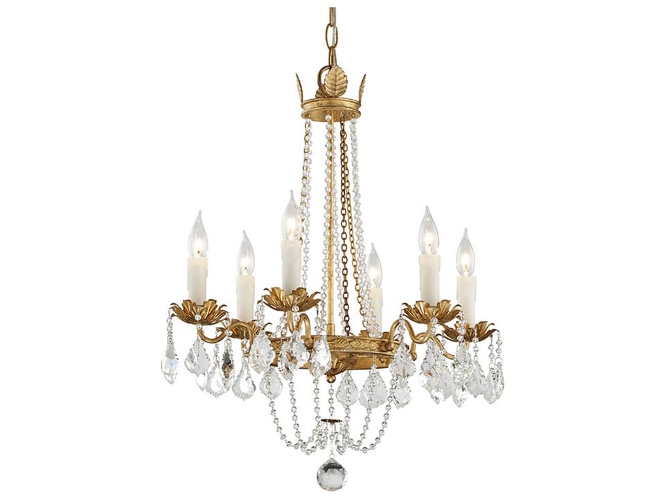 6-Light Viola Chandelier in Vintage Gold Leaf