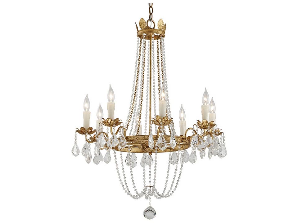 8-Light Viola Chandelier in Distressed Gold Leaf